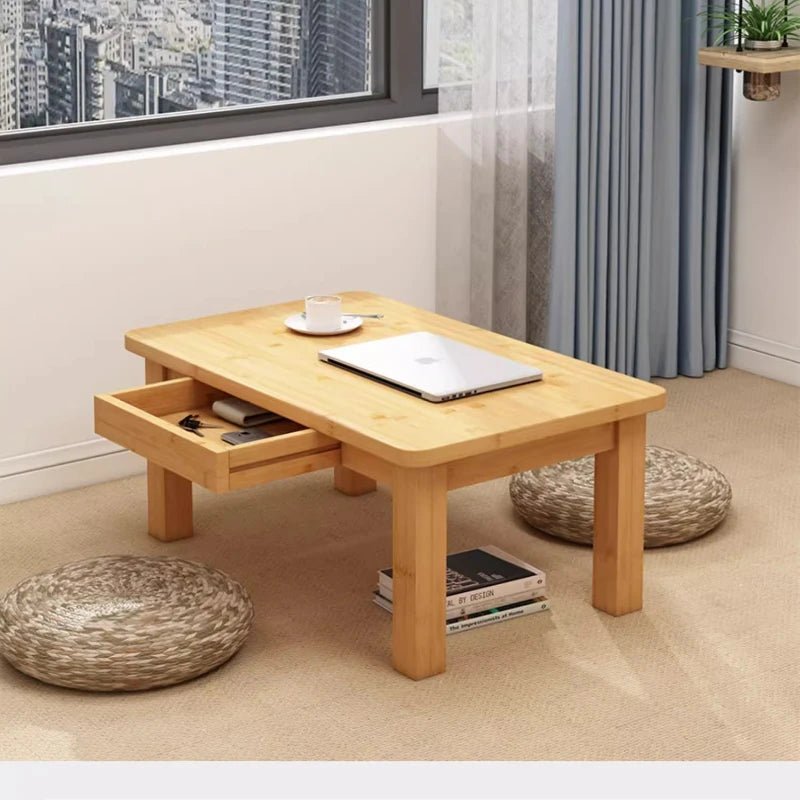 Nordic Scandinavian Style Low Study Table with Storage Drawer, Multi - Function Bamboo Wooden Desk for Dormitory Living Room - vente privée 14:20000019570X40X47 high
