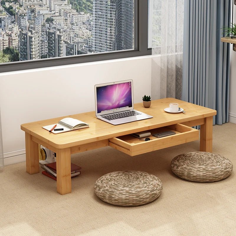 Nordic Scandinavian Style Low Study Table with Storage Drawer, Multi - Function Bamboo Wooden Desk for Dormitory Living Room - vente privée 14:20000019570X40X47 high