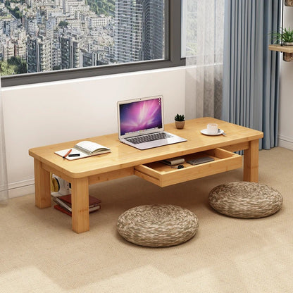 Nordic Scandinavian Style Low Study Table with Storage Drawer, Multi - Function Bamboo Wooden Desk for Dormitory Living Room - vente privée 14:20014309170X40X52 high