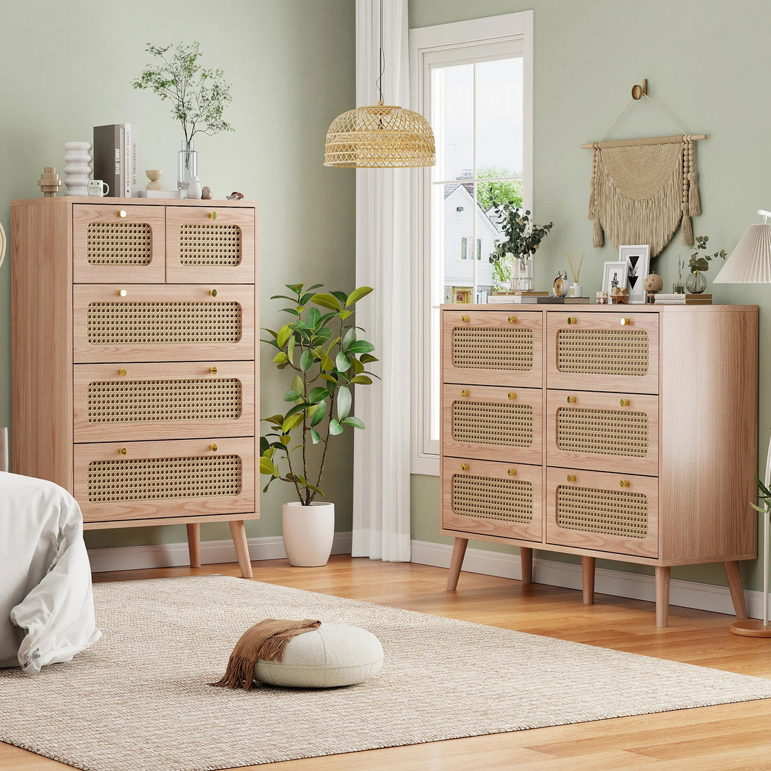 Petit meuble de rangement bois et tiroirs en rotin - vente privée 14:200844061Wood Color-6 Drawers;200007763:201336101