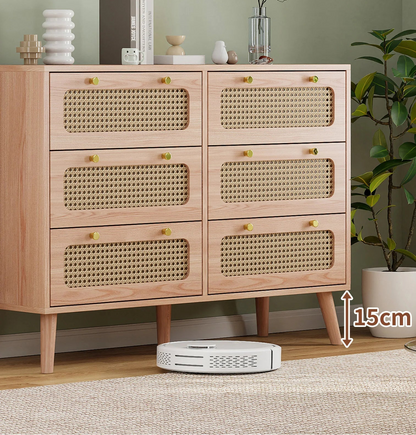 Petit meuble de rangement bois et tiroirs en rotin - vente privée 14:200844061Wood Color-6 Drawers;200007763:201336101
