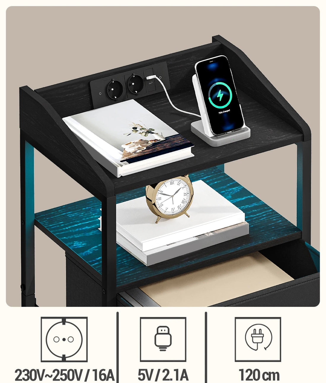 Petit table de chevet avec LED - lot de 2 ensembles - vente privée 14:193;200007763:201336101