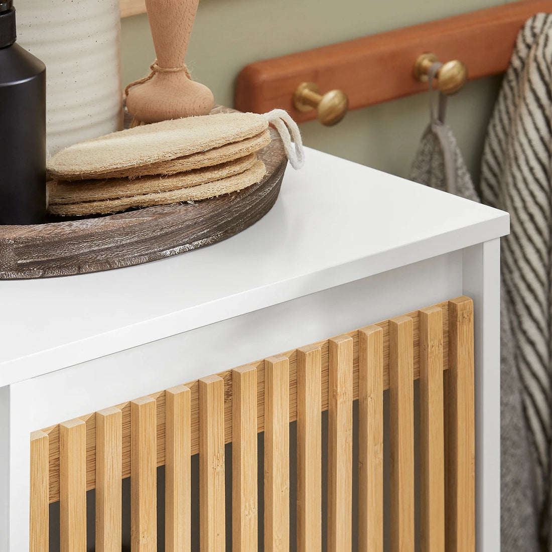 Petite étagère blanche à panier à linge - vente privée 14:29;200007763:201336101