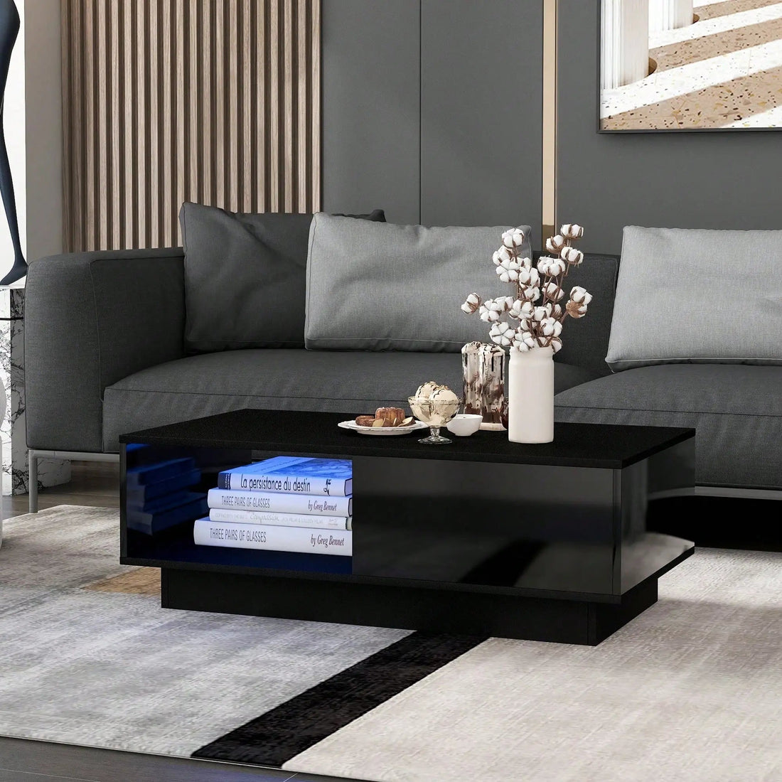 Petite table basse design rectangulaire 99 x 55 x 32 cm - vente privée 14:193Black;200007763:201336101