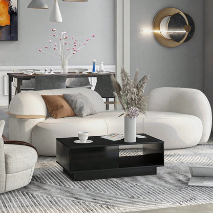 Petite table basse design rectangulaire 99 x 55 x 32 cm - vente privée 14:193Black;200007763:201336101