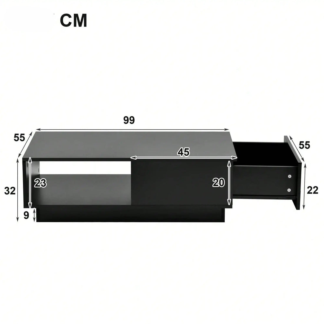 Petite table basse design rectangulaire 99 x 55 x 32 cm - vente privée 14:193Black;200007763:201336101