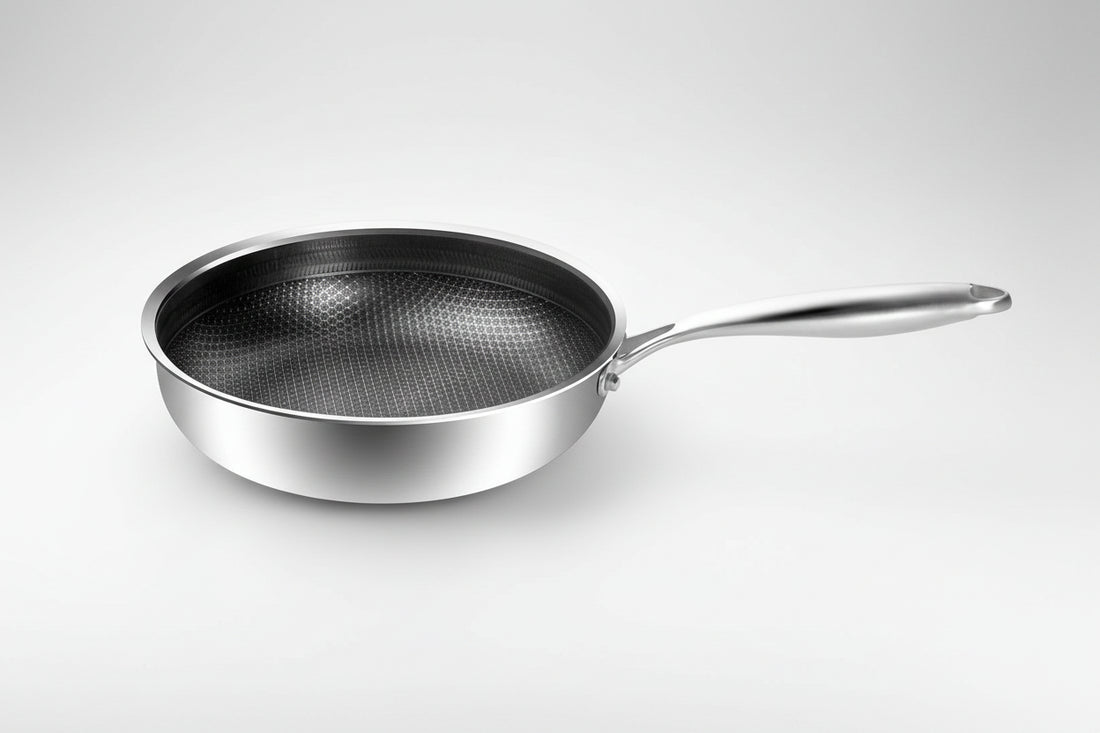 Poêle inox induction à fond alvéole 24/26CM -