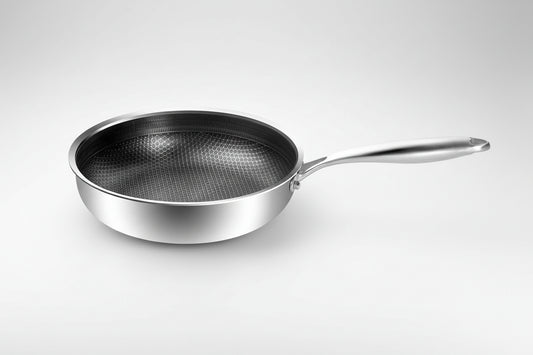 Poêle inox induction à fond alvéole 24/26CM -