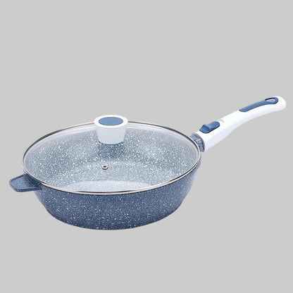 Poêle céramique poignée amovible avec couvercle - Bleu 28cm