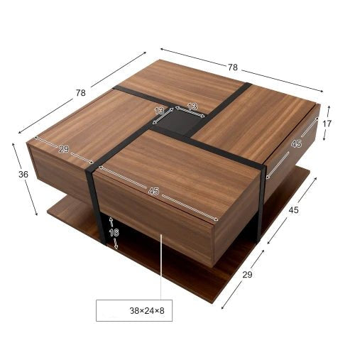 Table basse à 4 tiroirs premium 78*78*36cm - vente privée 200007763:201336101