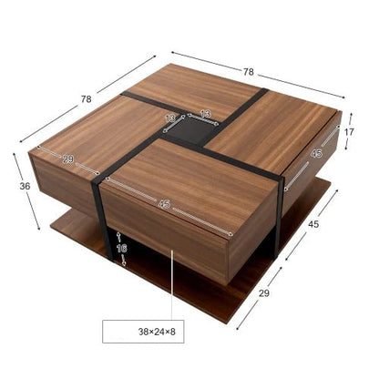 Table basse à 4 tiroirs premium 78*78*36cm - vente privée 200007763:201336101