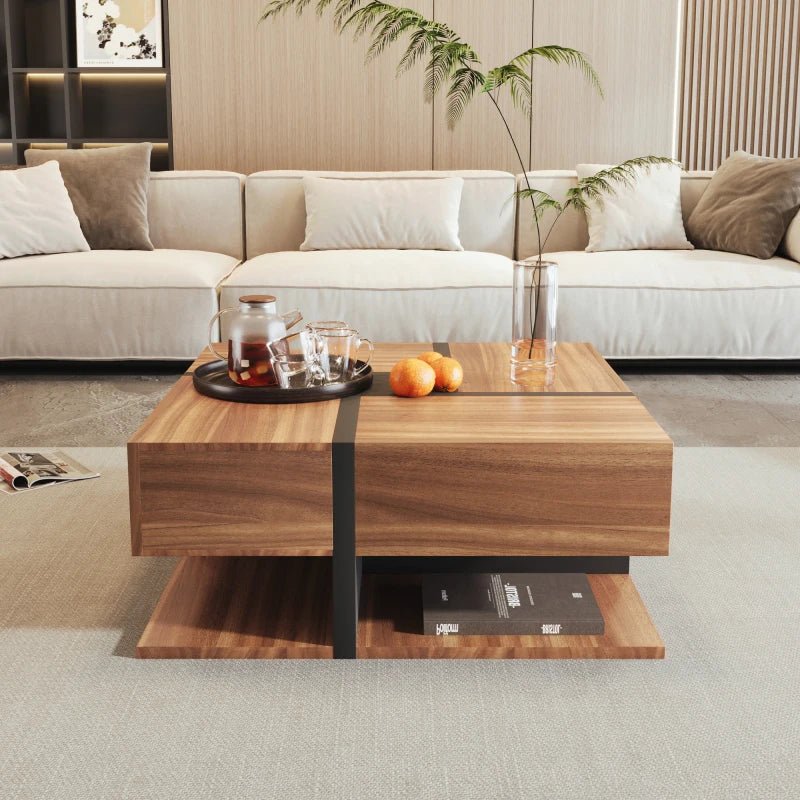 Table basse à 4 tiroirs premium 78*78*36cm - vente privée 200007763:201336101