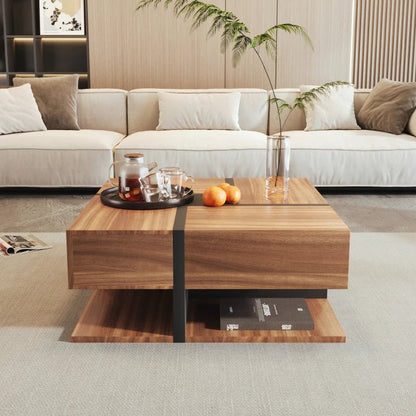 Table basse à 4 tiroirs premium 78*78*36cm - vente privée 200007763:201336101