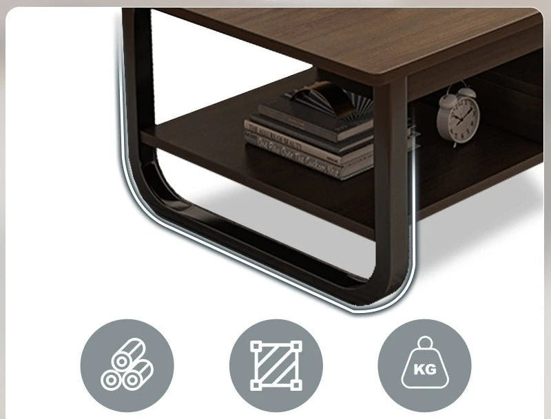 Table basse à thé noir de couleur marron - vente privée 14:200000195Type B -100cm