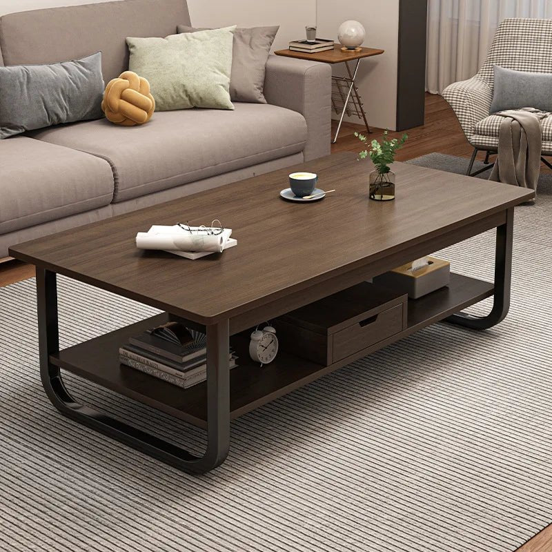 Table basse à thé noir de couleur marron - vente privée 14:200000195Type B -100cm