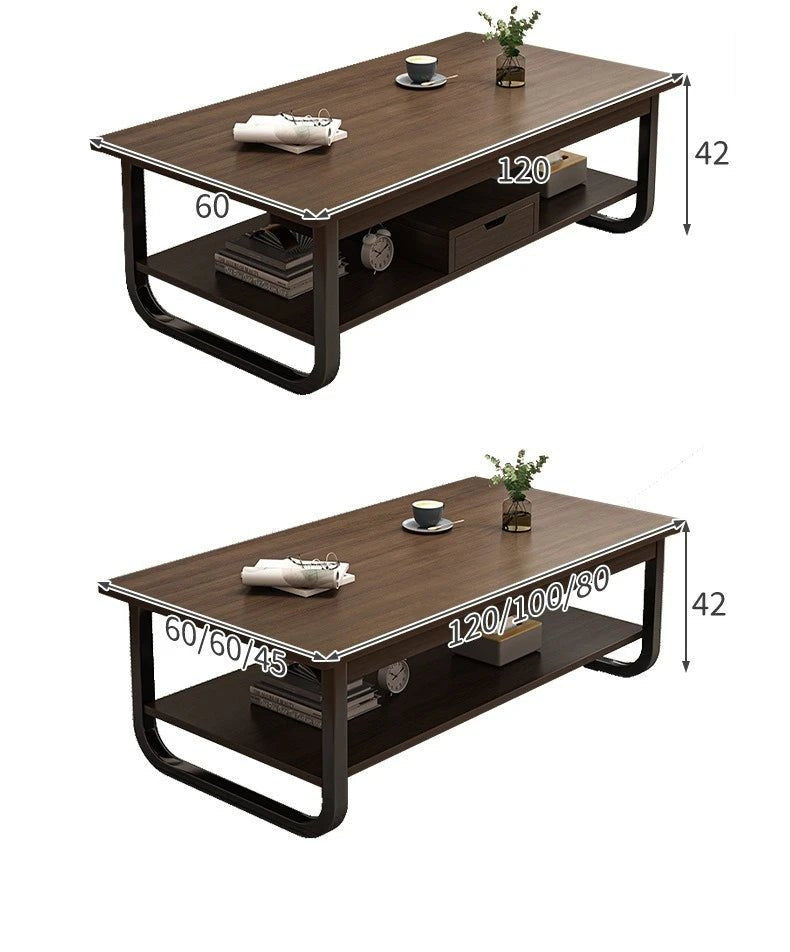 Table basse à thé noir de couleur marron - vente privée 14:200000195Type B -100cm