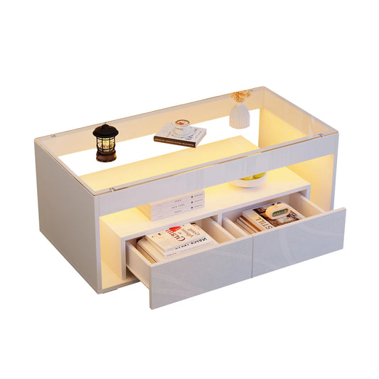 Table basse avec rangement moderne et à LED - vente privée 200007763:201336101