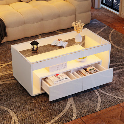 Table basse avec rangement moderne et à LED - vente privée 200007763:201336101