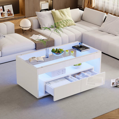 Table basse avec rangement moderne et à LED - vente privée 200007763:201336101