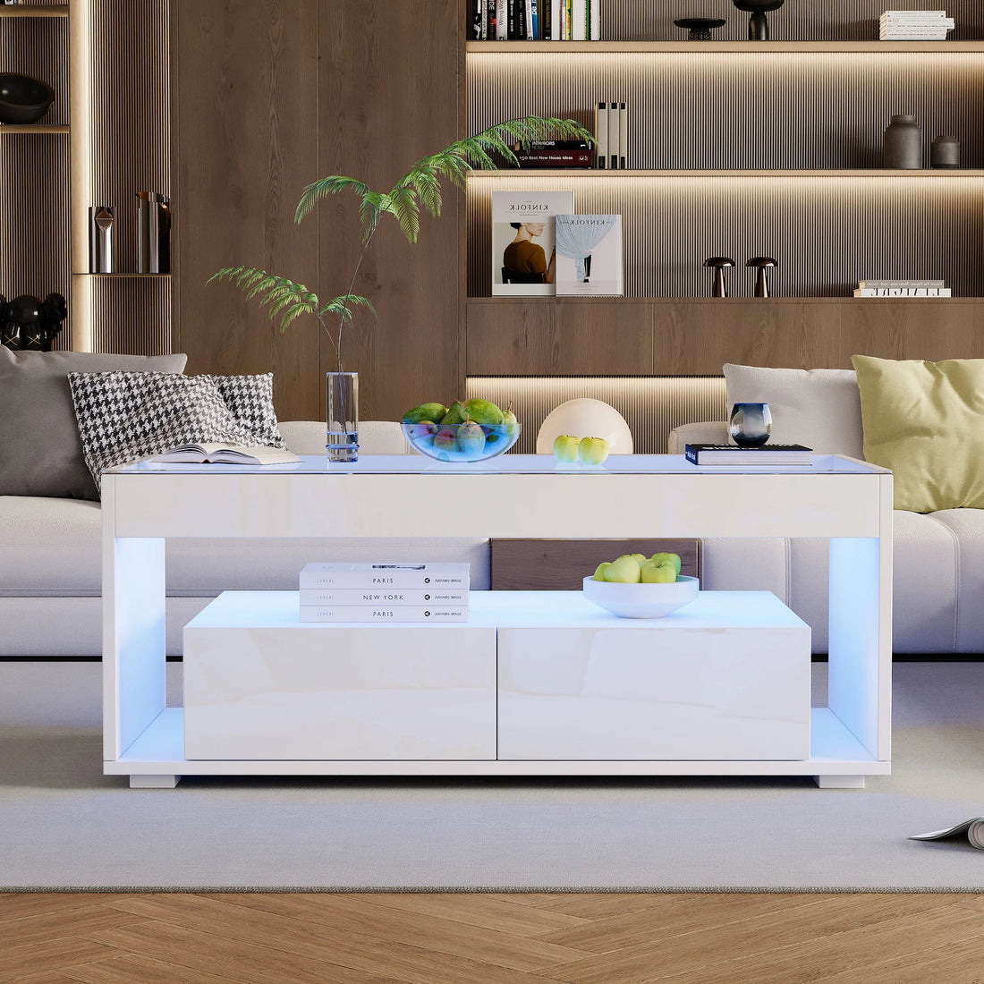 Table basse avec rangement moderne et à LED - vente privée 200007763:201336101