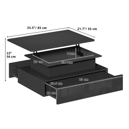 Table basse avec tiroir noir et led tendance - vente privée 14:193;200007763:201336101
