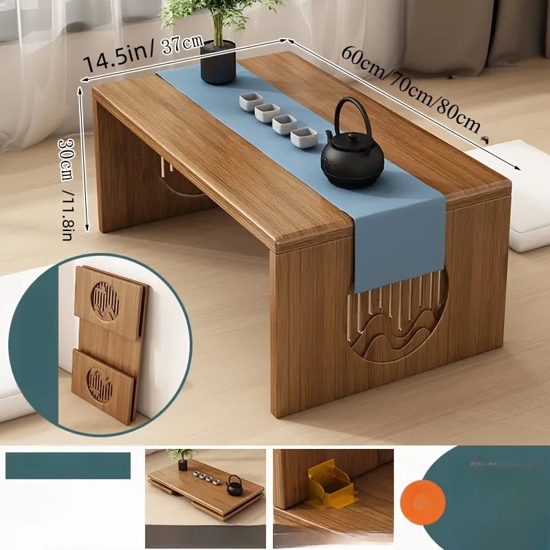 Table basse bambou japonais avec fonction pliante - vente privée 14:200004889S-60cm