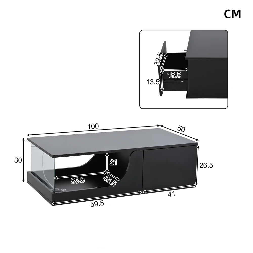 Table basse bar avec plateau verre trempé - 14:200004891Particle Board - 03;200007763:201336101