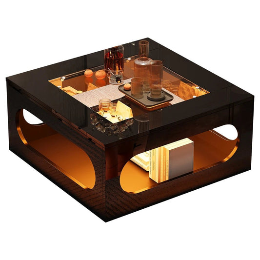 Table basse bar avec plateau verre trempé - vente privée 14:200004891Particle Board - 03;200007763:201336101