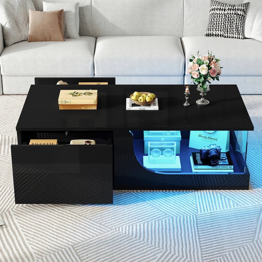 Table basse bar avec plateau verre trempé - vente privée 14:200004891Particle Board - 03;200007763:201336101