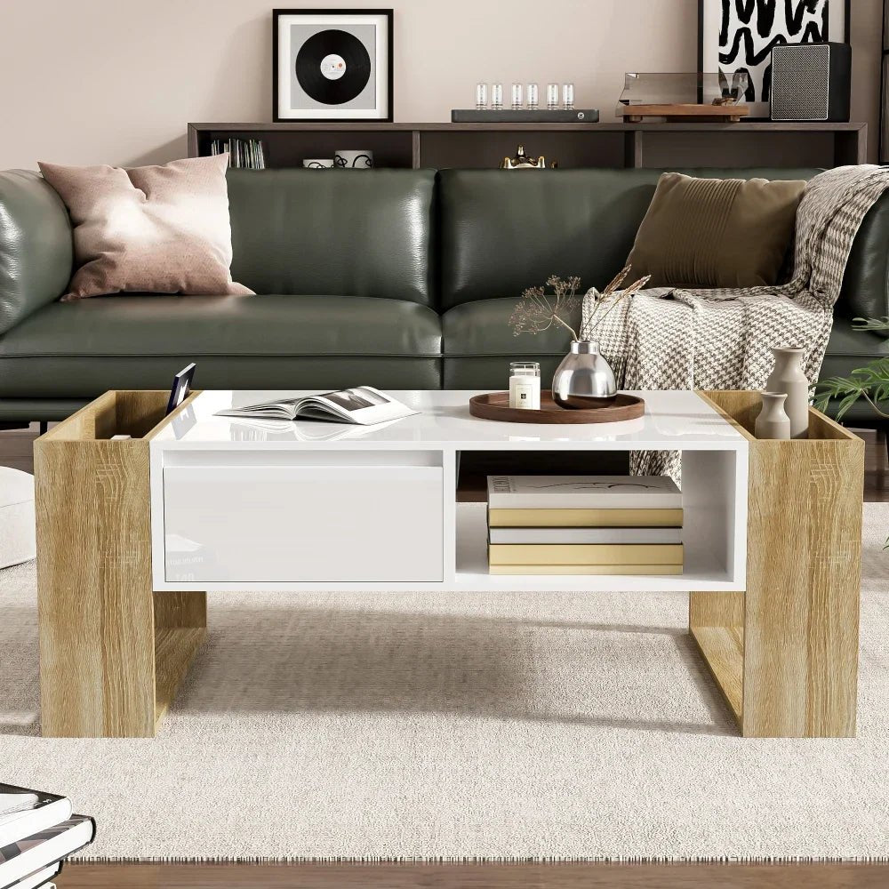 Table basse blanc scandinave 105 X 60 X 40 Cm - vente privée 14:193natural+deep blue;200007763:201336101