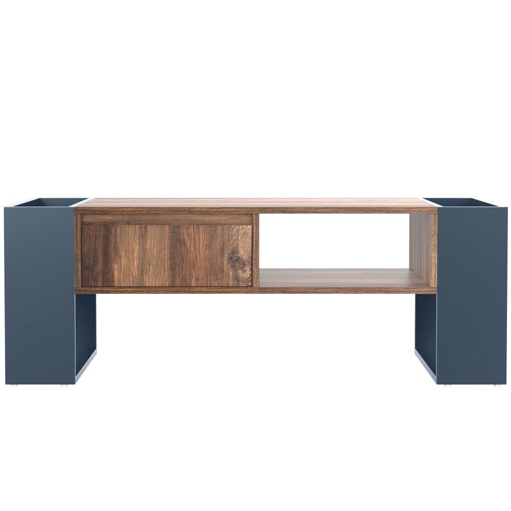 Table basse blanc scandinave 105 X 60 X 40 Cm - 14:193natural+deep blue;200007763:201336101