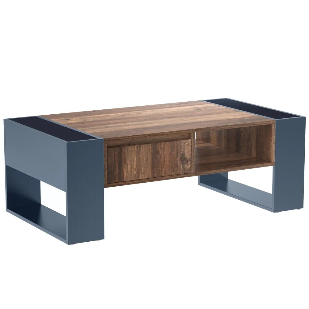 Table basse blanc scandinave 105 X 60 X 40 Cm - 14:193natural+deep blue;200007763:201336101