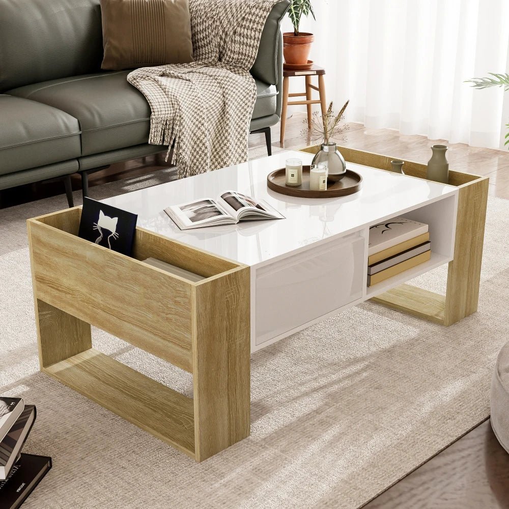 Table basse blanc scandinave 105 X 60 X 40 Cm - vente privée 14:193natural+deep blue;200007763:201336101