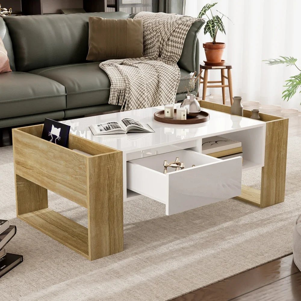 Table basse blanc scandinave 105 X 60 X 40 Cm - vente privée 14:193natural+deep blue;200007763:201336101