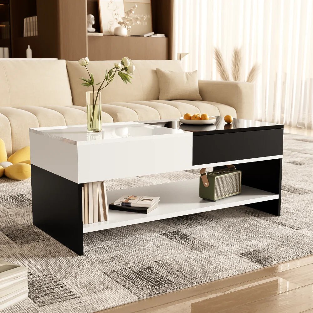 Table basse blanc scandinave 105 X 60 X 40 Cm - vente privée 14:193natural+deep blue;200007763:201336101
