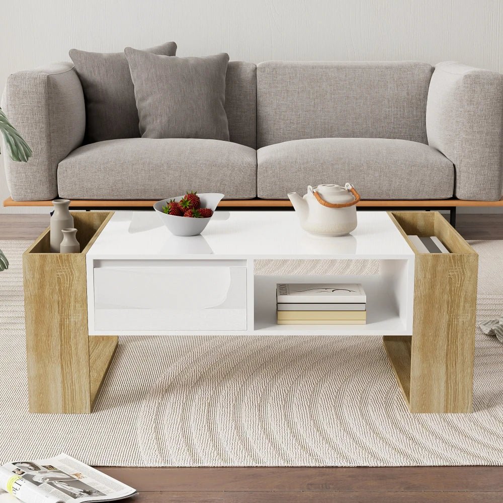 Table basse blanc scandinave 105 X 60 X 40 Cm - vente privée 14:193natural+deep blue;200007763:201336101