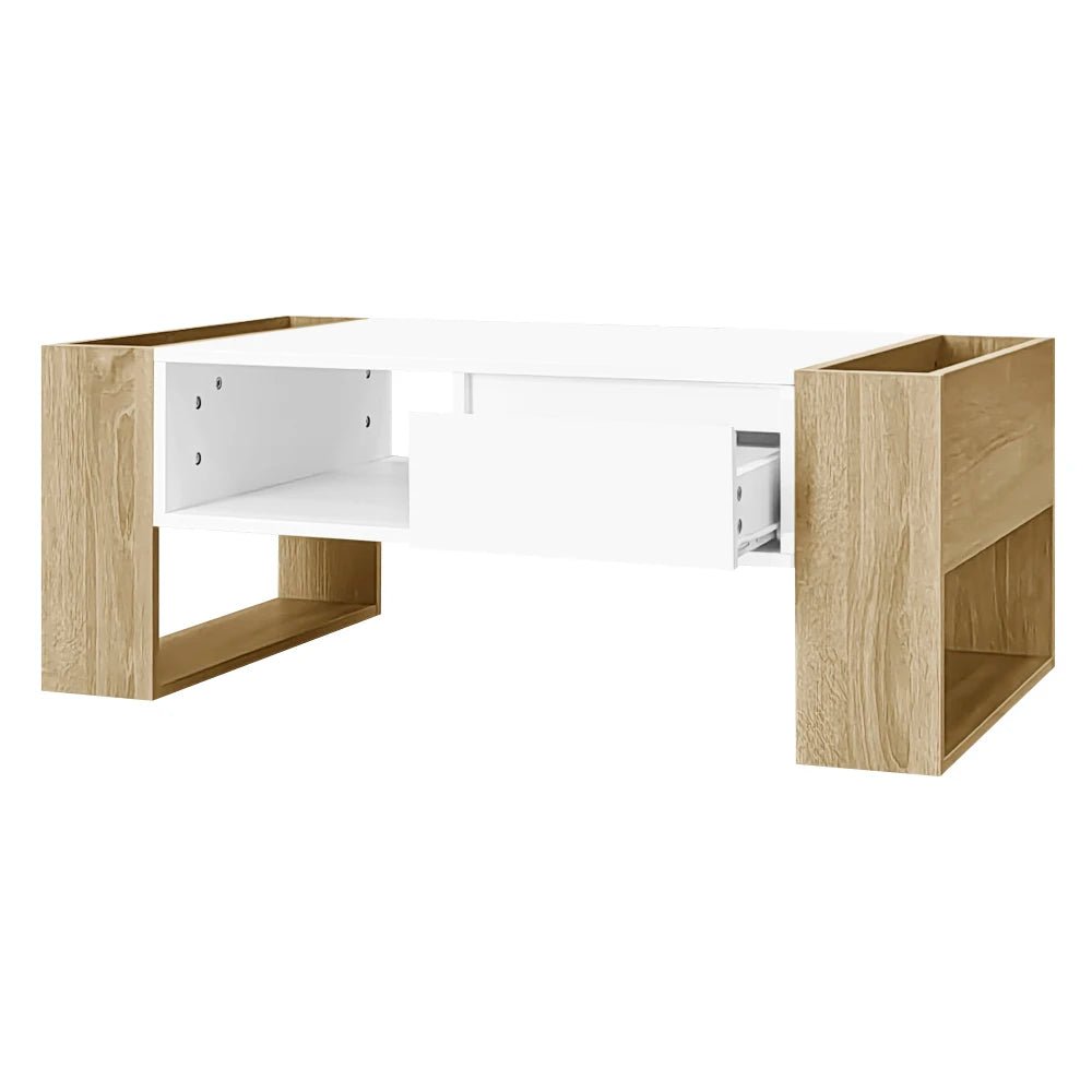 Table basse blanc scandinave 105 X 60 X 40 Cm - 14:193natural+deep blue;200007763:201336101