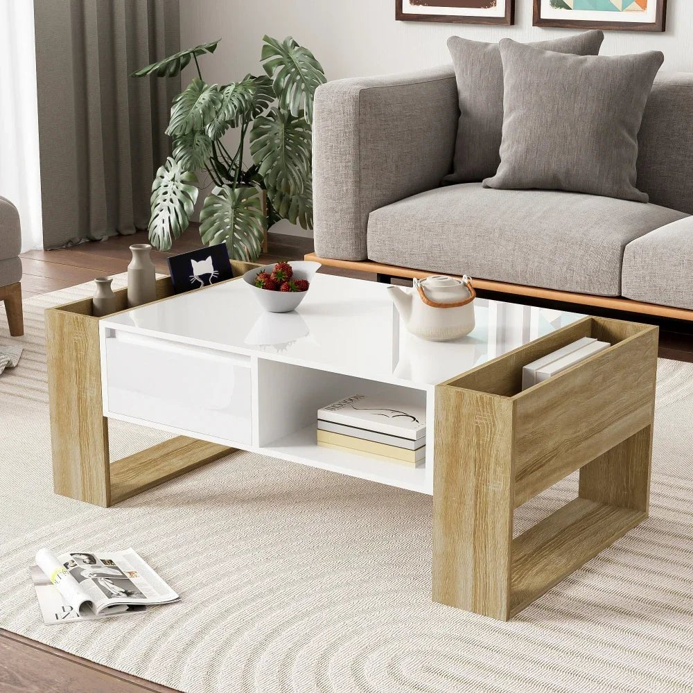 Table basse blanc scandinave 105 X 60 X 40 Cm - vente privée 14:193natural+deep blue;200007763:201336101