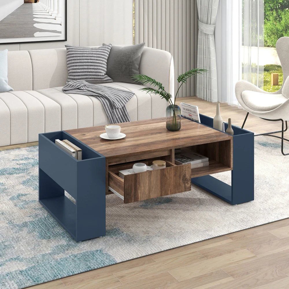 Table basse blanc scandinave 105 X 60 X 40 Cm - vente privée 14:193natural+deep blue;200007763:201336101