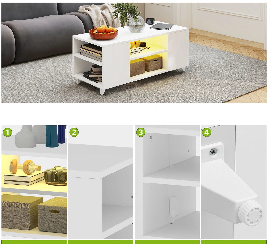 Table basse blanche multi compartiments - vente privée 14:29;200007763:201336101