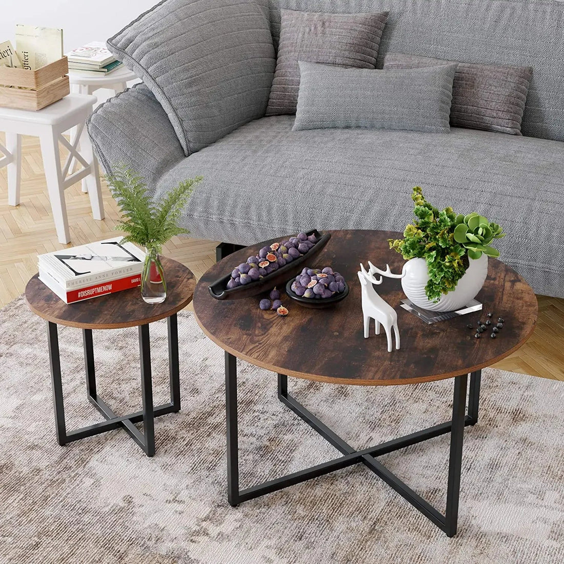 Table basse bois ancien 2Pcs - Set - vente privée 200007763:201336101