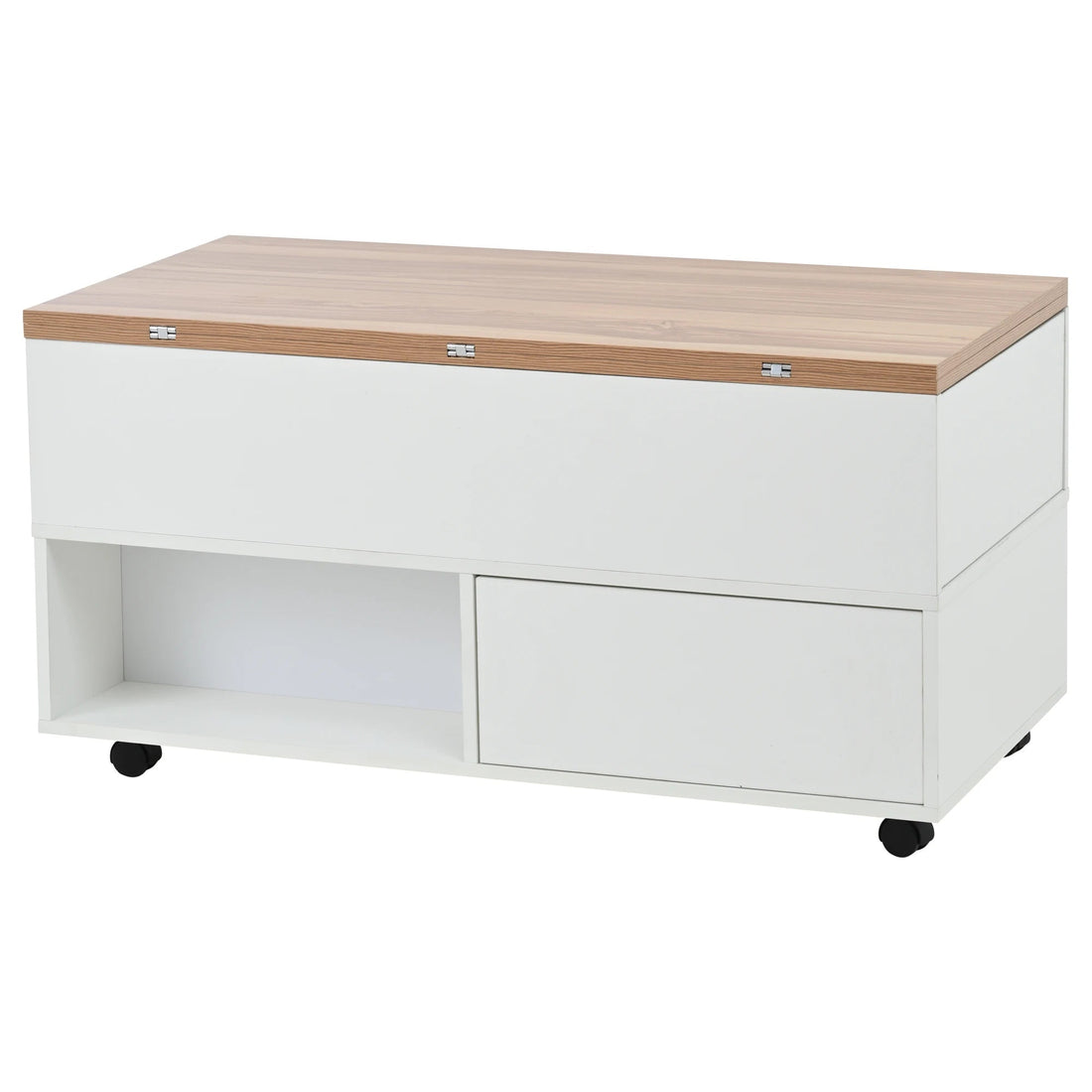 Table basse bois avec tiroirs rectangulaire et plateau soulevable - vente privée 14:29;200007763:201336101