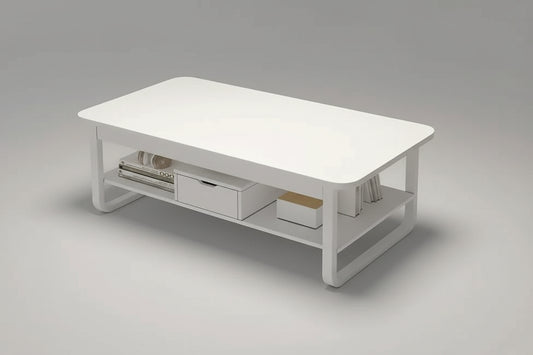 Table basse bois blanc en forme de rectangle - vente privée 14:200005536120cm