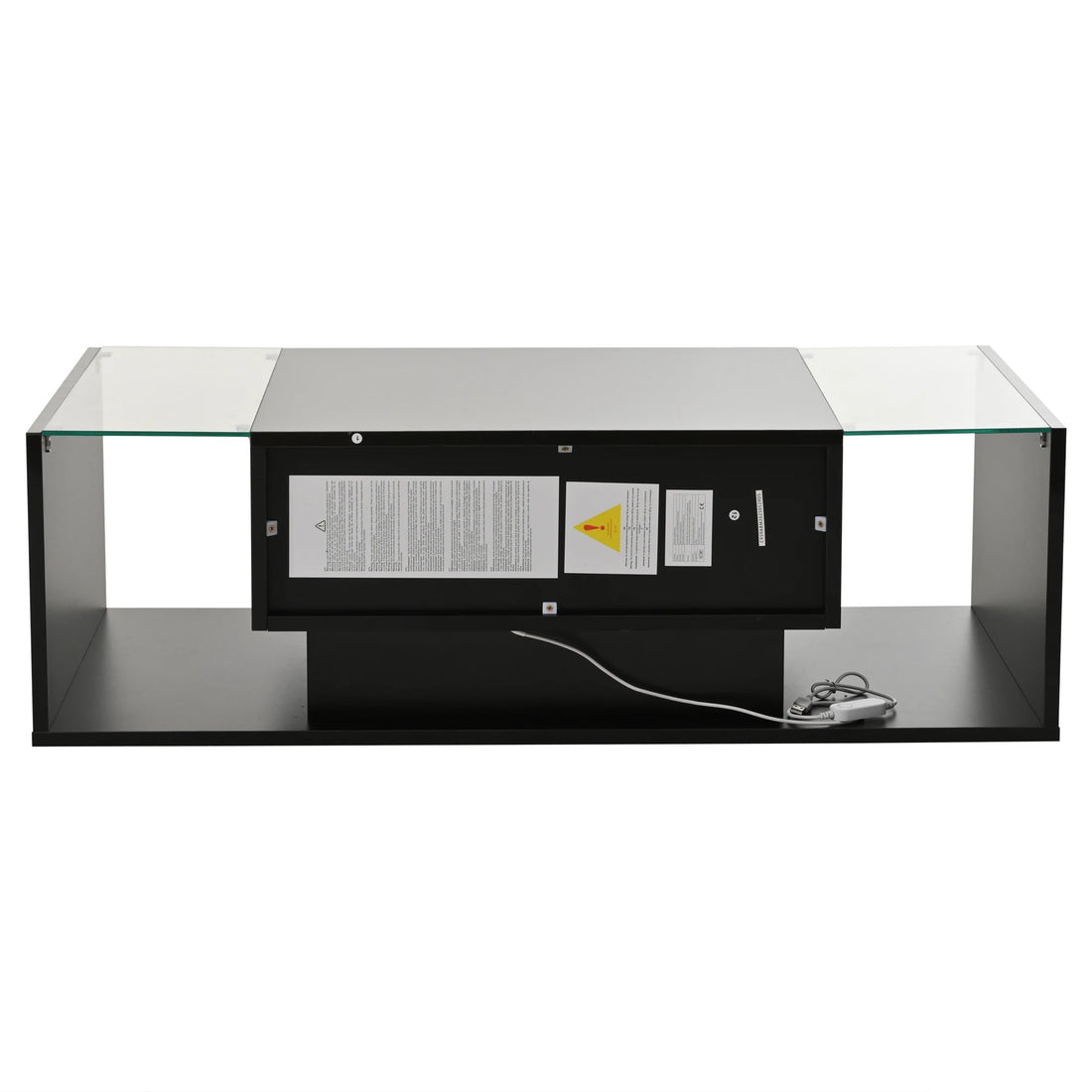 Table basse bois blanche et verre + led lumineux - vente privée 14:29;200007763:201336101