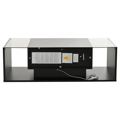Table basse bois blanche et verre + led lumineux - vente privée 14:29;200007763:201336101