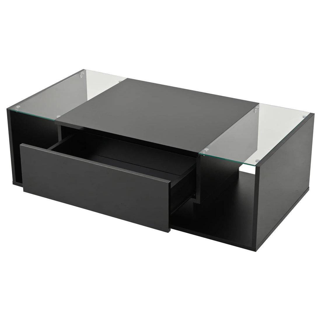 Table basse bois blanche et verre + led lumineux - vente privée 14:29;200007763:201336101
