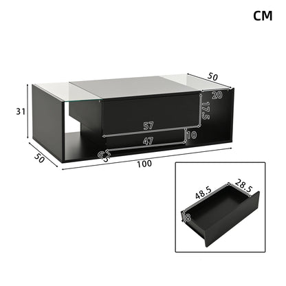 Table basse bois blanche et verre + led lumineux - vente privée 14:29;200007763:201336101