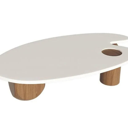 Table basse bois blanchi à forme ovale - vente privée 14:496140x70x31cm