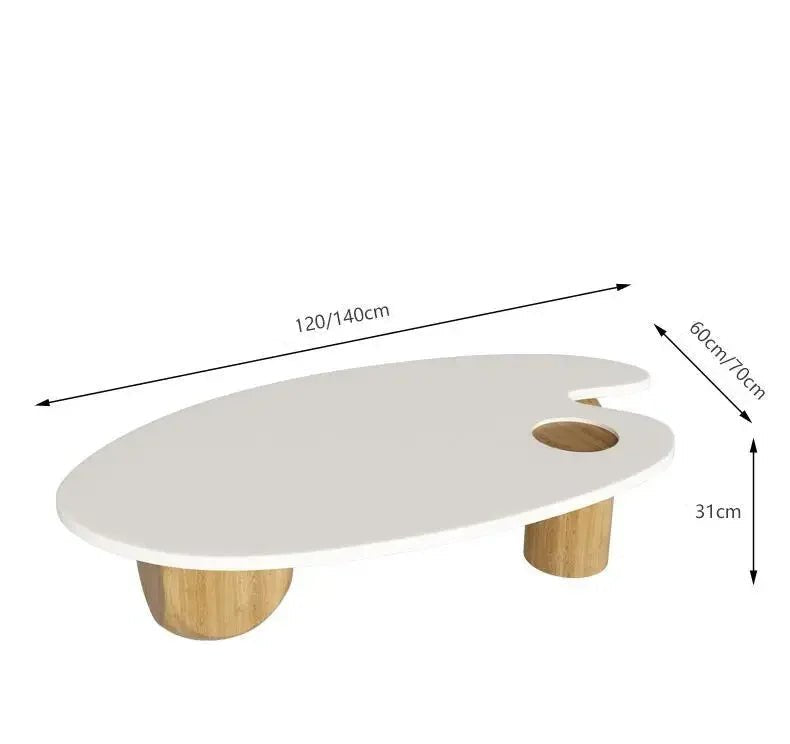 Table basse bois blanchi à forme ovale - vente privée 14:496140x70x31cm