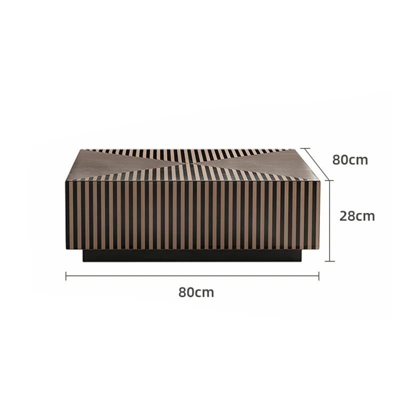 Table basse bois carré avec rayure en déco - vente privée 14:20000488980X80X28CM
